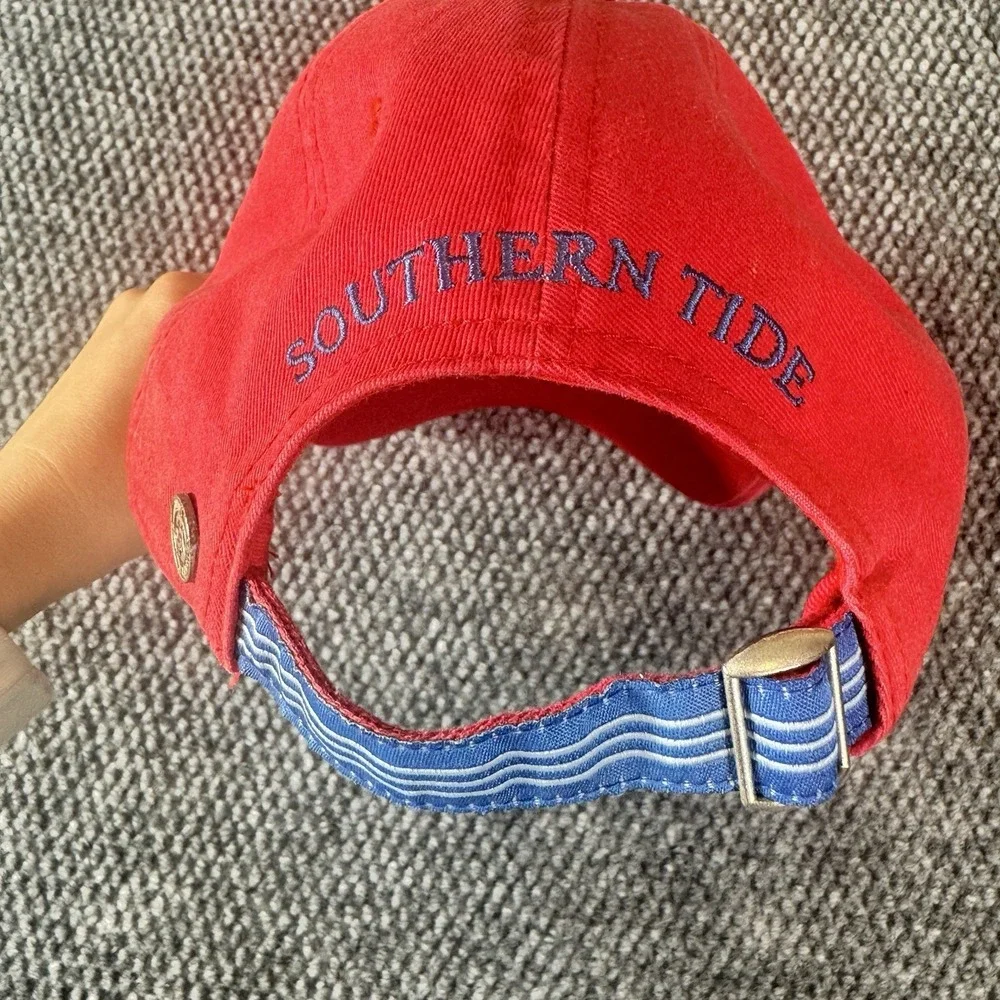 Southern Tide Red Cotton Baseball Adjustable Strap Cap Beach Fishing Hat
